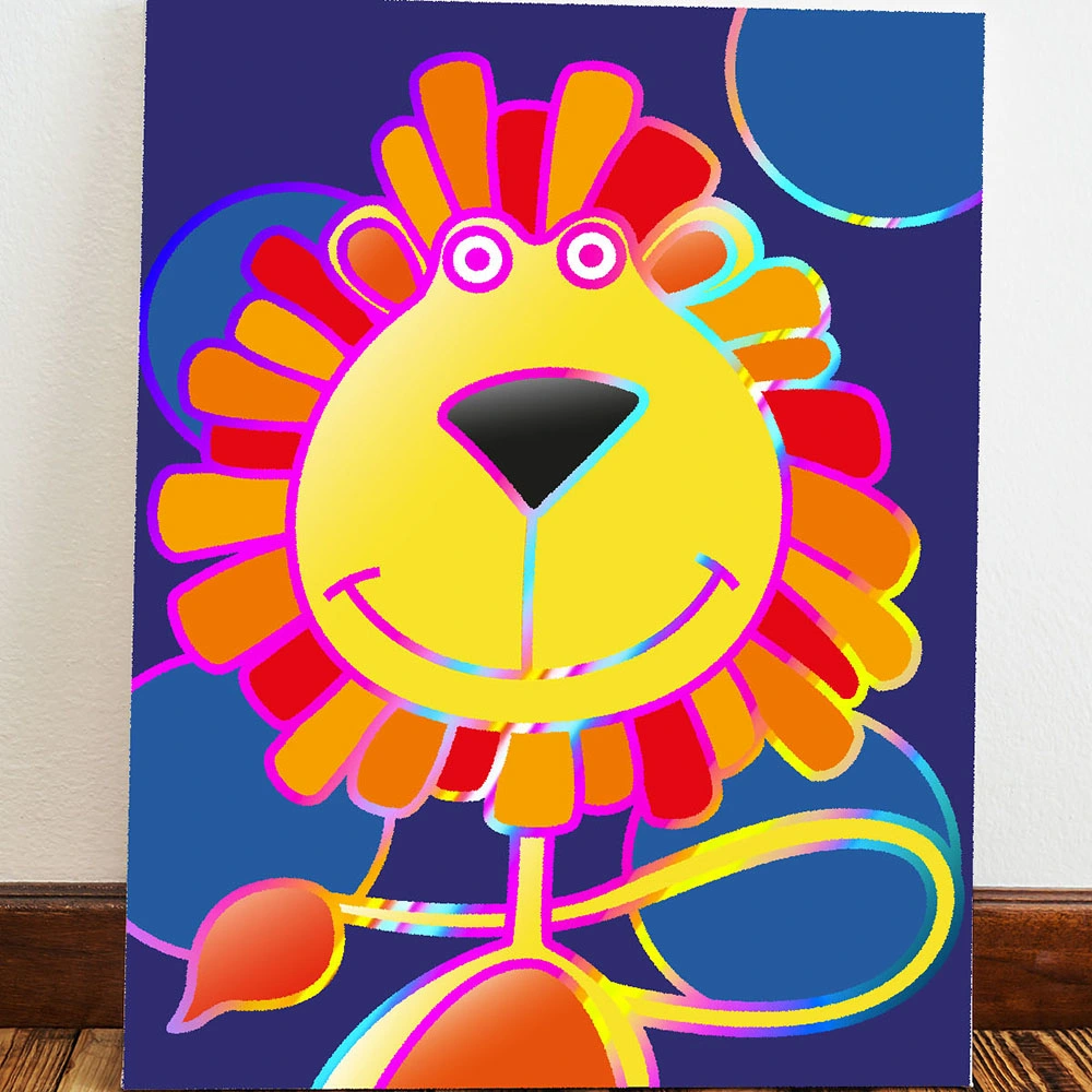 Paint Your Own Lion Canvas Kit, Rainbow Foiled