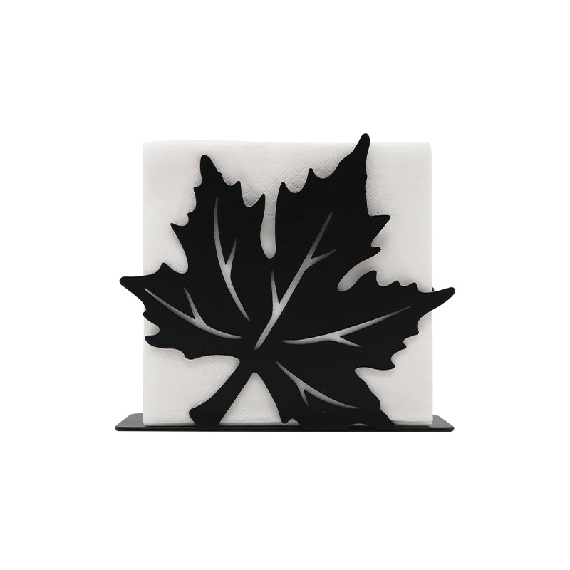 New Modern Black Metal Design Maple Leaf Table Napkins Holders