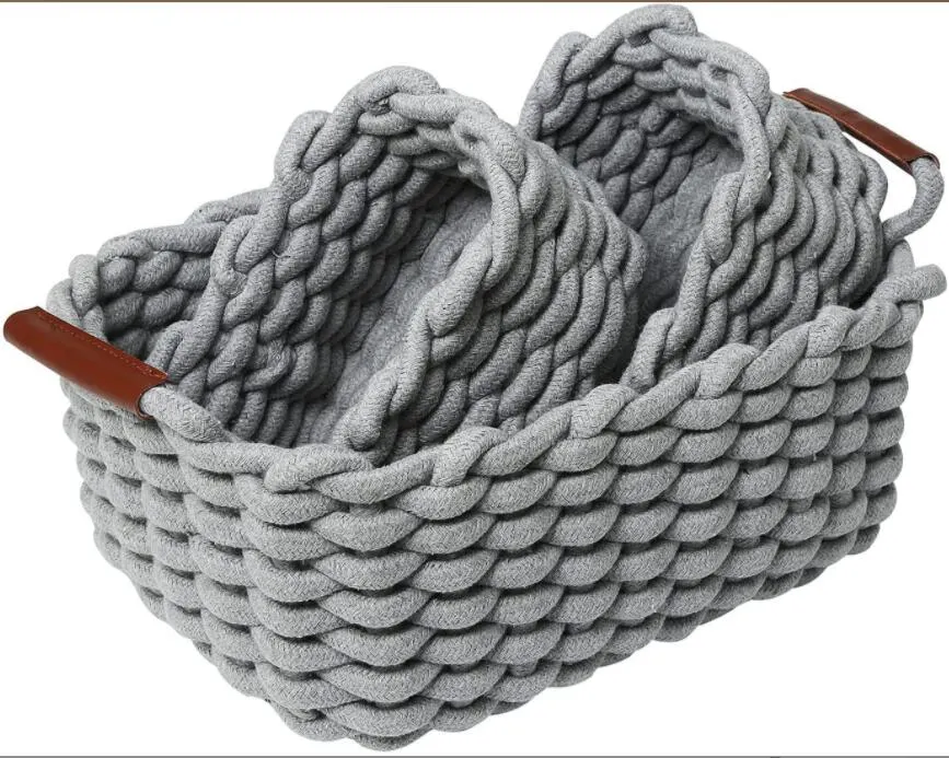 Cotton Rope Woven Storage Basket for Desktop Storage