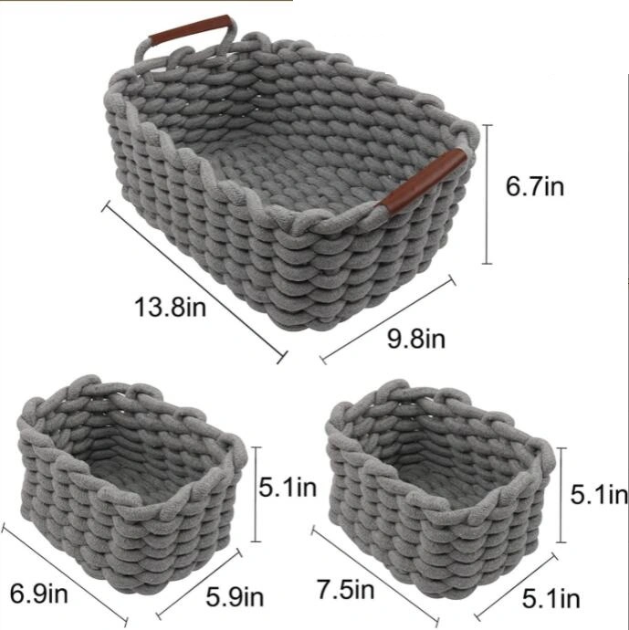 Cotton Rope Woven Storage Basket for Desktop Storage