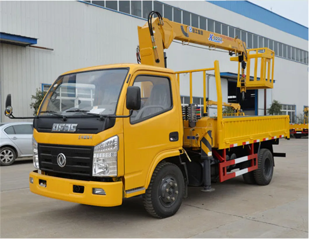 4X2dongfeng 2t Straight Arm Truck Mounted Lifting Transport Truck with Hanging Basket