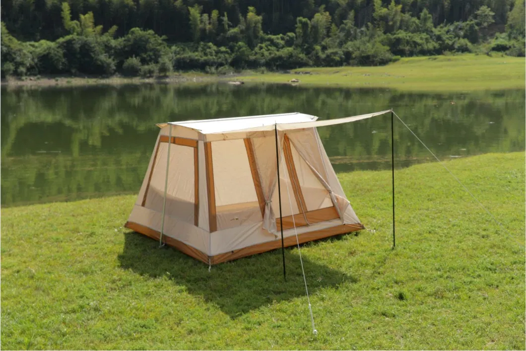 Waterproof Cotton Canvas Large Family Camp Beige Color Bell Tent Hunting Wall Tent