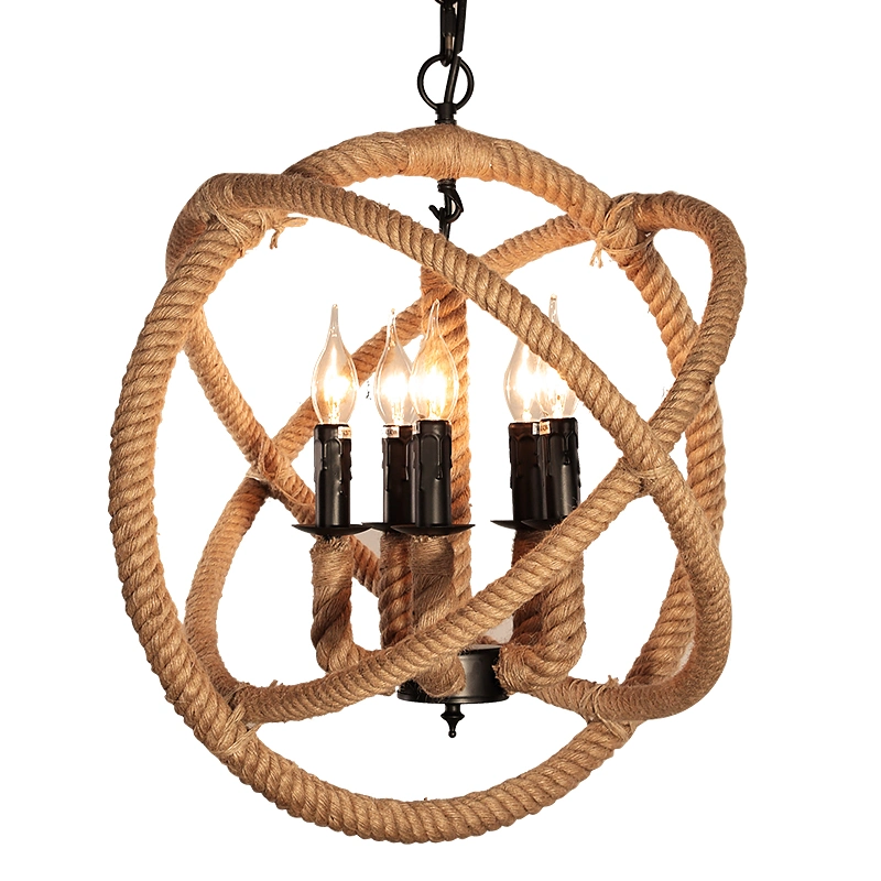 Rope Globe Vintage Pendant Lights for Indoor Home Dining Room Kitchen Lighting (WH-VP-11)