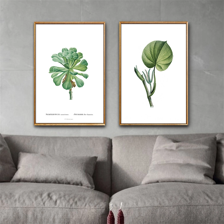 Set of 3 Green Wall Paintings Nordic Painted Leaves Floating Framed Canvas Painting Wall Art Decorative Arts for Living Room