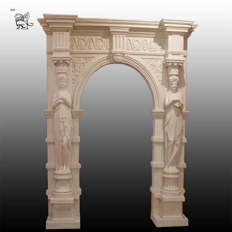 New Design Hand Carved Garden Entrance Antique Marble Door Frame Mdfy-6