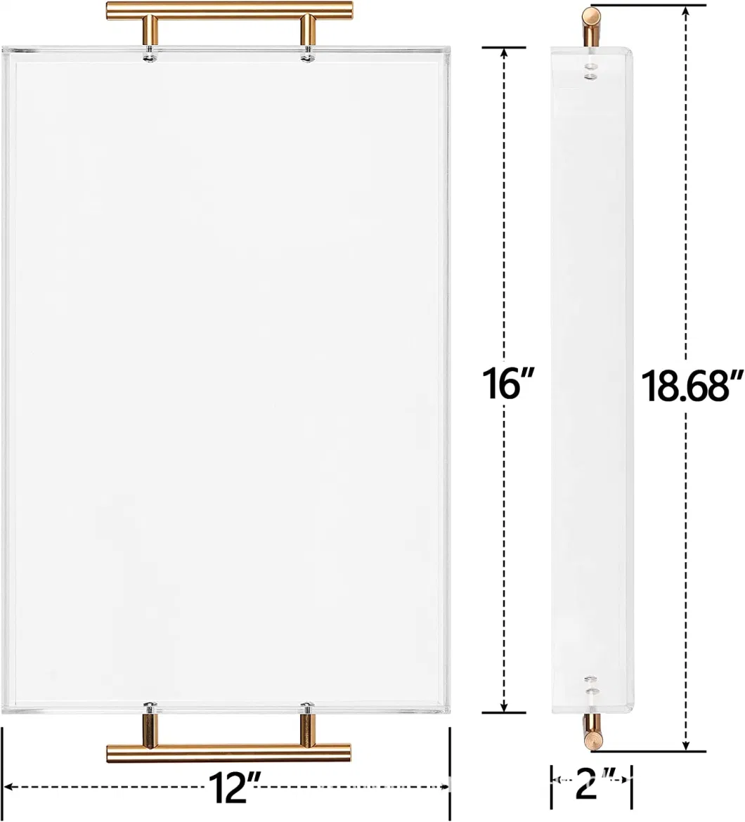 ISO BSCI Factory Wholesale Custom Clear Acrylic Plastic Serving Tray for Cocktails Drink Food Party