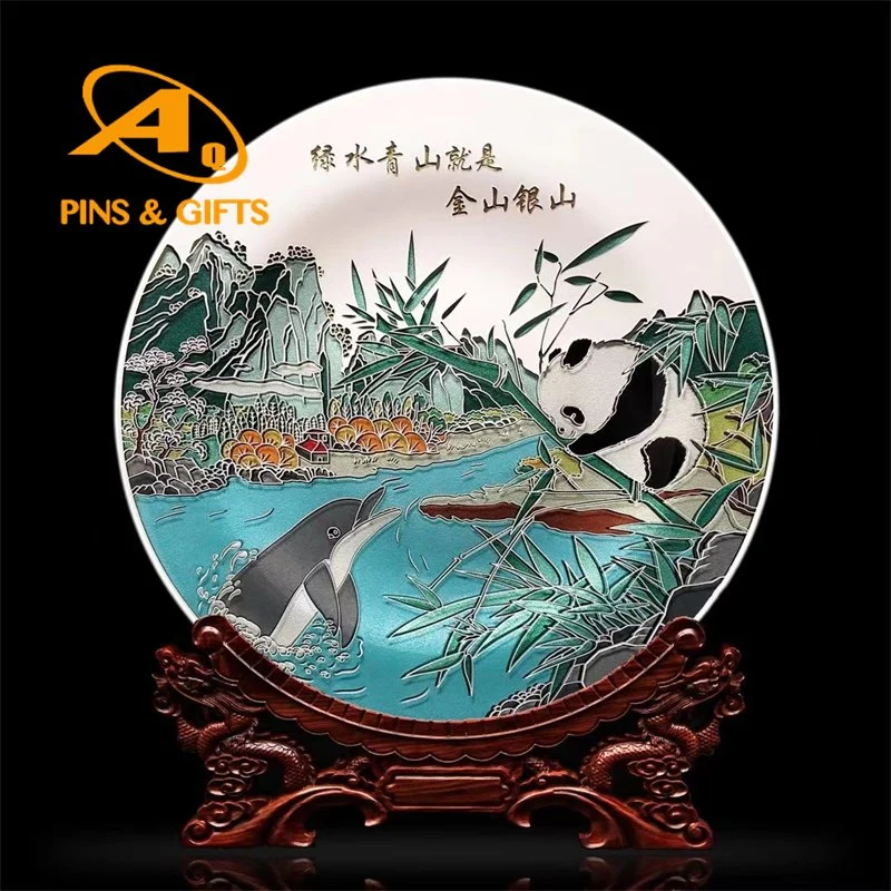 Wholesale OEM Hand Parinting Polyresin Souvenir Home Decoration Multiplate Plate Souvenir Wood Wooden Plaque