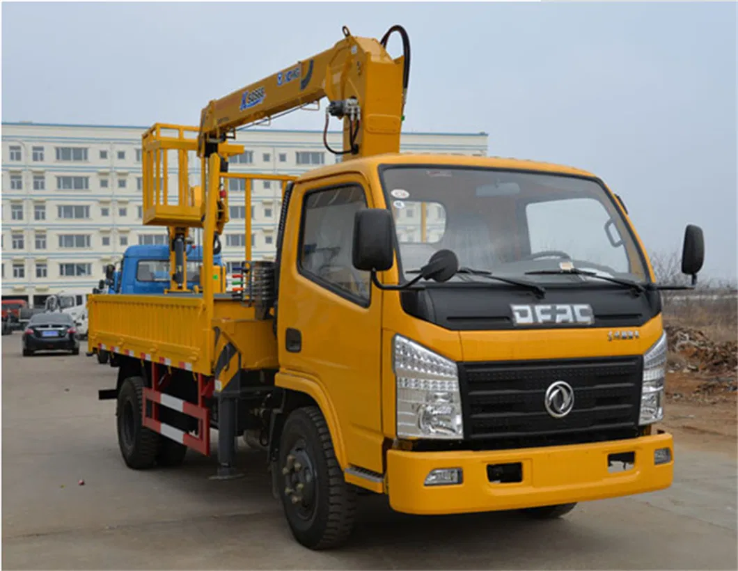 4X2dongfeng 2t Straight Arm Truck Mounted Lifting Transport Truck with Hanging Basket