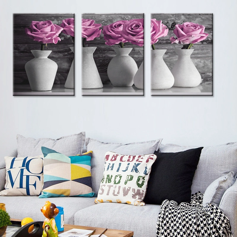 Custom 3 Panels Flower Design HD Print Canvas Painting Wall Art