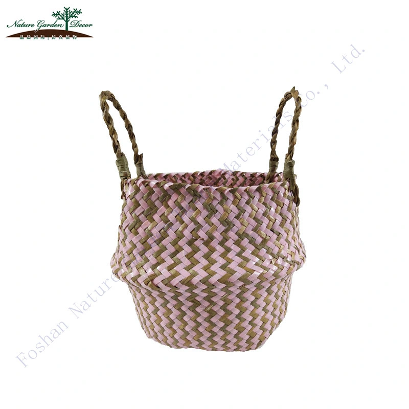 Amazon Hotsale Woven Baskets Storage with Handle Plant Decor Seagrass Basket