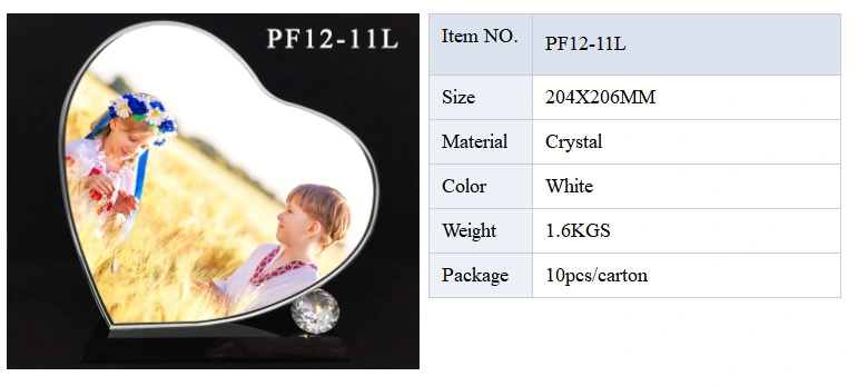 Heart Shape Sublimation Blanks Crystal Photo as Wedding Gift