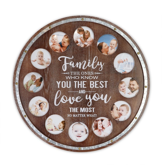 Round Family Wooden with Galvanize Sheet Picture Frame