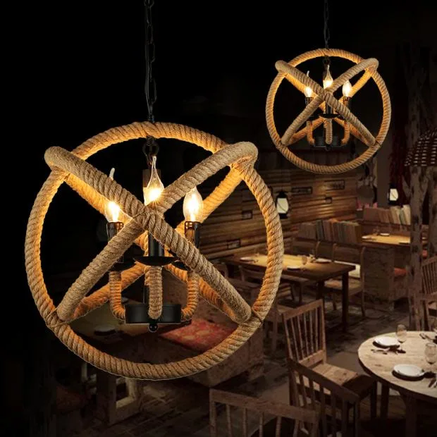 Rope Globe Vintage Pendant Lights for Indoor Home Dining Room Kitchen Lighting (WH-VP-11)