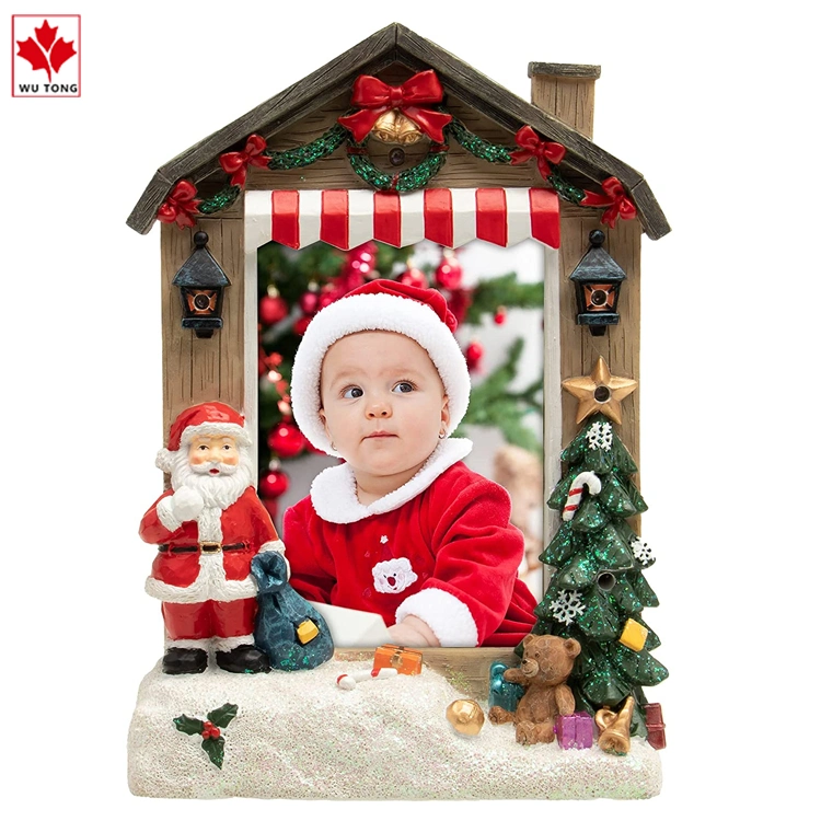 Factory Customization 4X6 Light up Santa Claus Christmas Resin Picture Frame