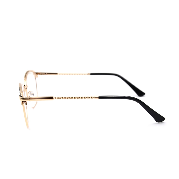 New Design Fashion 2019 Latest Optical Eyewear Frames Cat Eye Metal Big Frame with Twist Temple