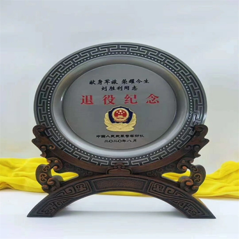 Customized Logo Printed The Medal Tray Medal Trophies Award Metal Plate for Windy Gity Open Souvenir Wood Wooden Plaque