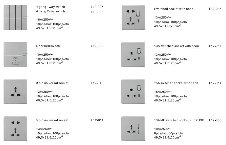 Colourful Switch Socket Wall Electrical Series Hotel