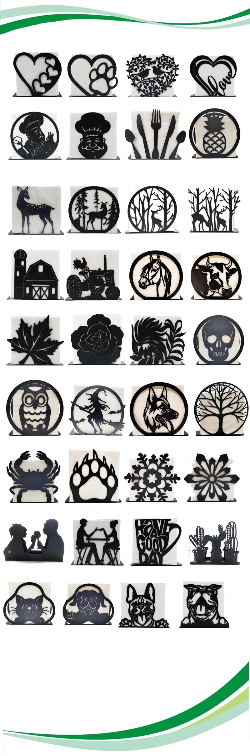 New Modern Black Metal Design Maple Leaf Table Napkins Holders