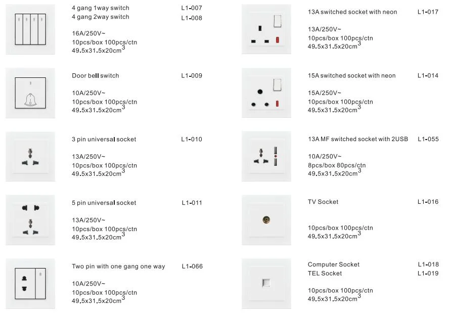 Colourful Switch Socket Wall Electrical Series Modern