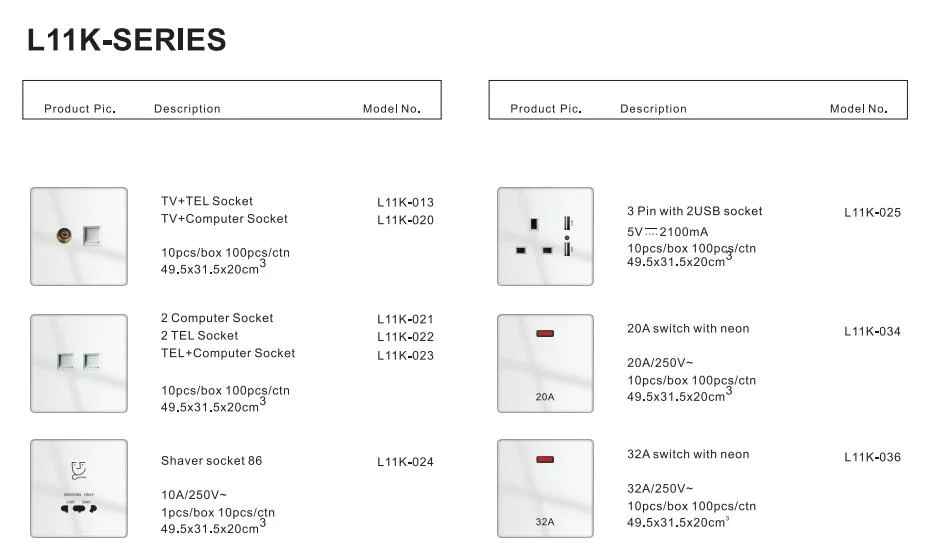 Colourful Switch Socket Wall Electrical Series Multi Function