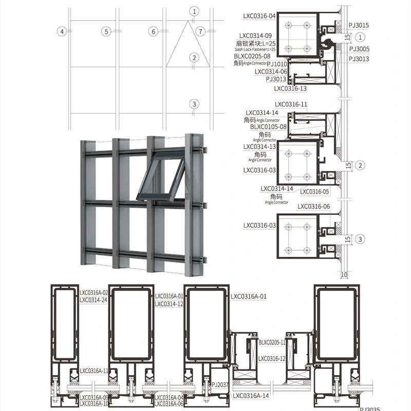 Aesthetic Modern Curtain Wall Optional Glass Set, Concealed Aluminum Frame Anti-Ultraviolet