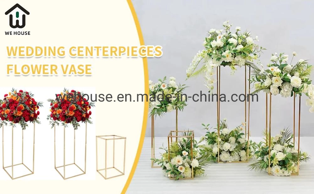 We House Hardware 48&quot; Rectangular Gold Metal Wedding Flower Stand Geometric Column Frame Centerpiece