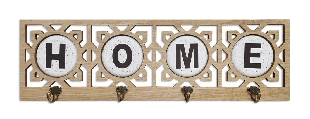 Wooden Wall Hooks with Iron for &quot;Home&quot; &quot;Hope&quot; &quot;Love&quot; &quot;Life&quot; Words Designs, MDF with Metal Wall Decor with Hooks, Metal with MDF Wall Decoration with Hooks