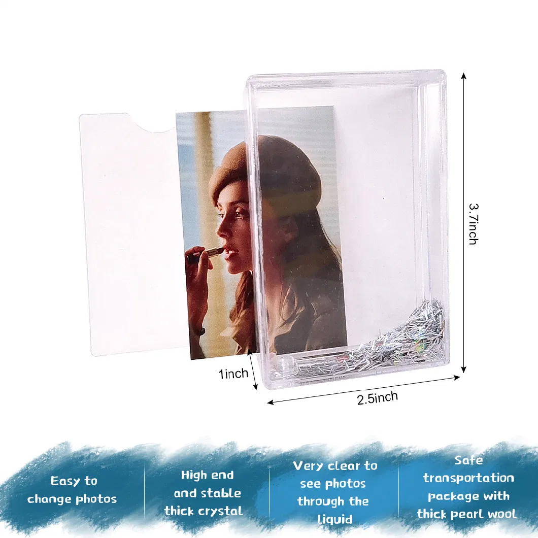 Liquid Glitter Acrylic Floating Picture 2*3inch Photo Frame