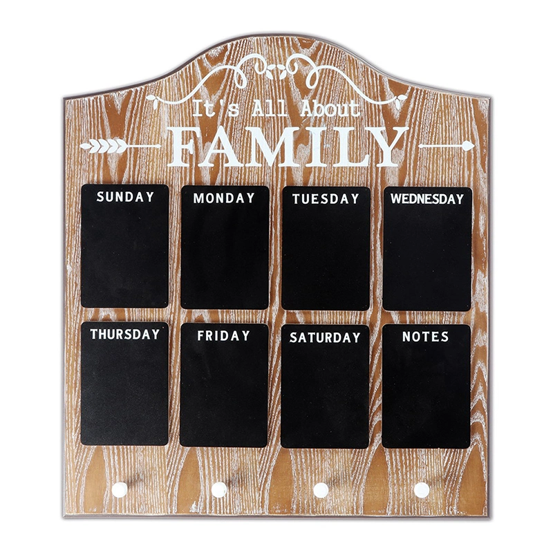 Wooden Frame Family Photo Collage with Weekly Chalkboard for Home Decor