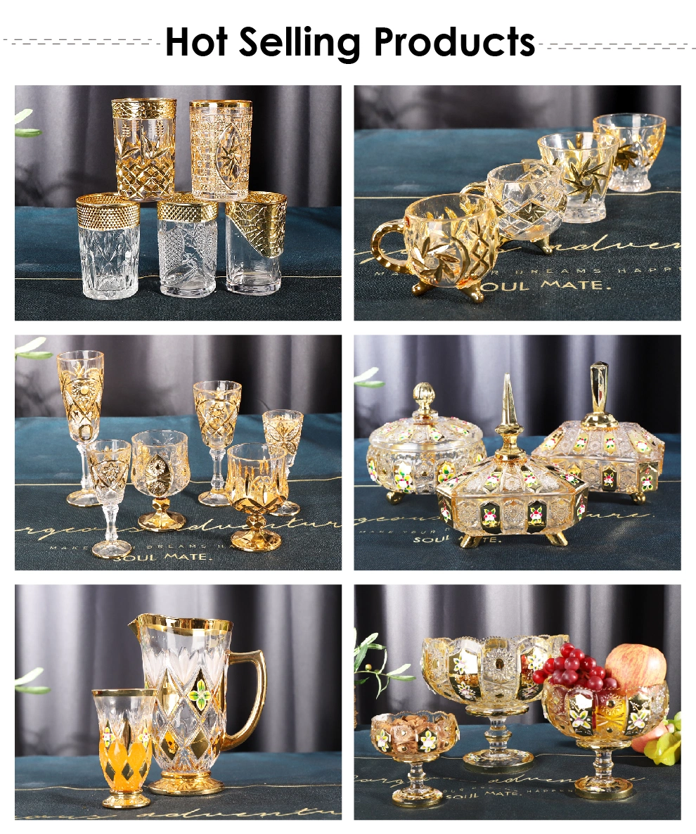 Bohemia Style Electroplated Golden Glass Fruit Bowl for Wedding Gifts Tabletop Decoration