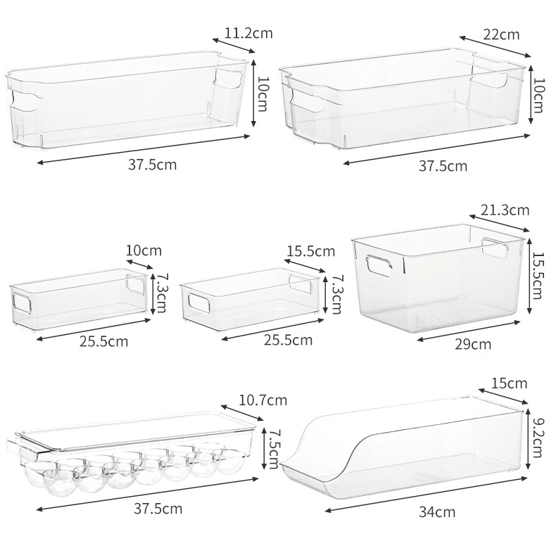 Kitchen Refrigerator Storage Box Pet Transparent Storage Box Beverage Vegetable and Fruit Cabinet Storage Fresh Storage Box Set Storage Holder