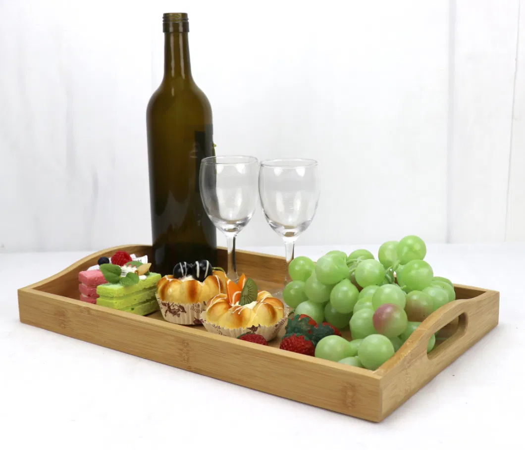 Wholesaler Custom Kitchen Food Luxury Wooden Serving Rustic Tray with Handle Logo