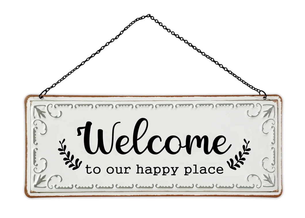 Iron Retro Decoration &quot;Welcome to Our Happy Place: Plaque, Wall Plaques