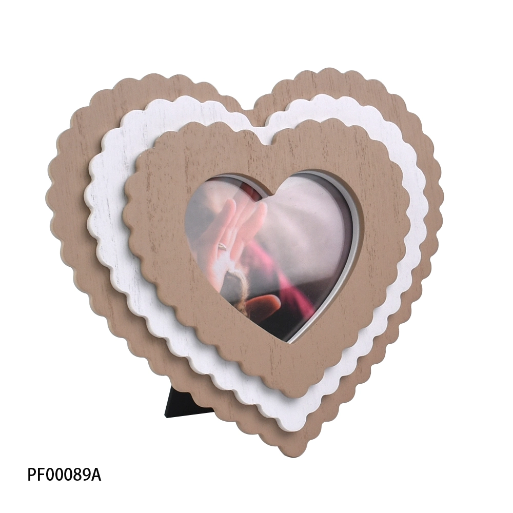 New Heart Design Natural Wooden Plastic 4X6&prime;&prime; 5X7&prime;&prime; 8X10&prime;&prime; Photo Frames