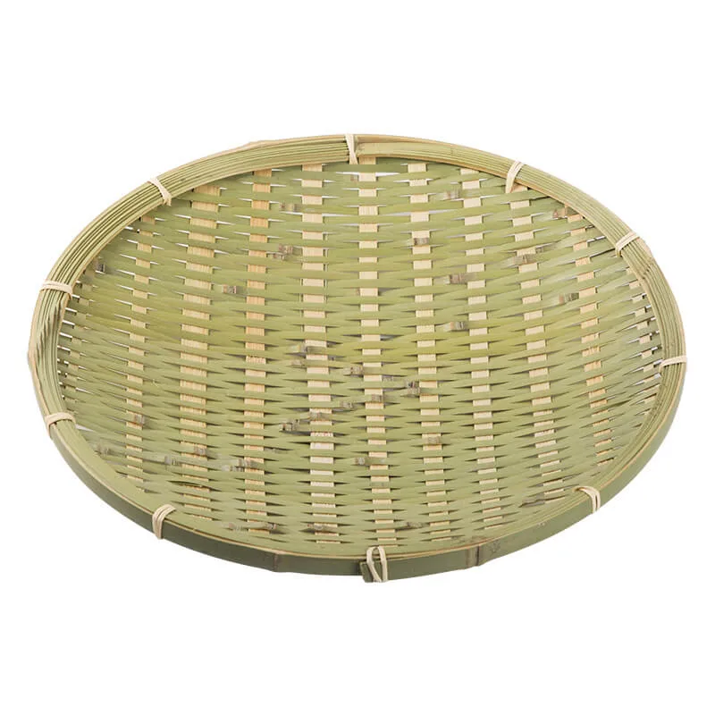 Woven Round Simple Wooden Rattan Serving Trays Tray Bamboo with Handles Cheap Wholesale