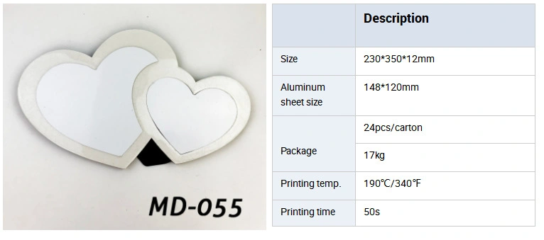 Double Heart Shaped Sublimation Blank MDF Photo Frame Globulite Wedding Picture Frame