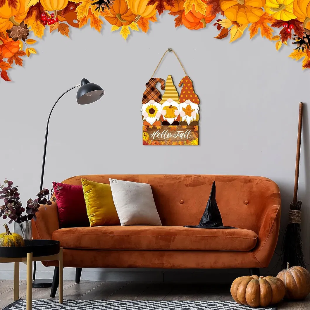 Rustic Fall Gnome Hanging Plaque Door Hanger