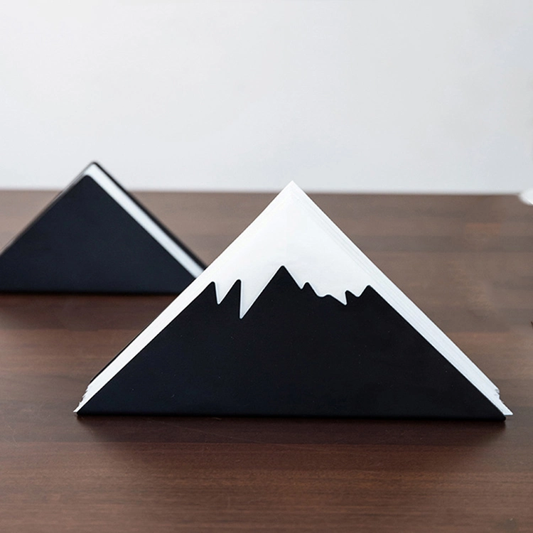 Custom Logo Restaurant Kitchen Decoration Mountain Shape Wooden Napkin Paper Holder