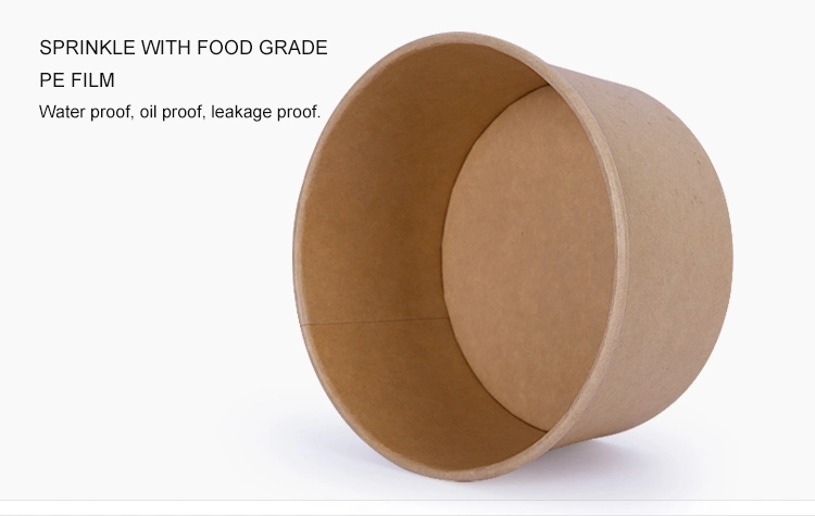 500ml Food Grade Disposable Fried Chicken Fruit Salad Kraft Paper Bowl with Paper Lid