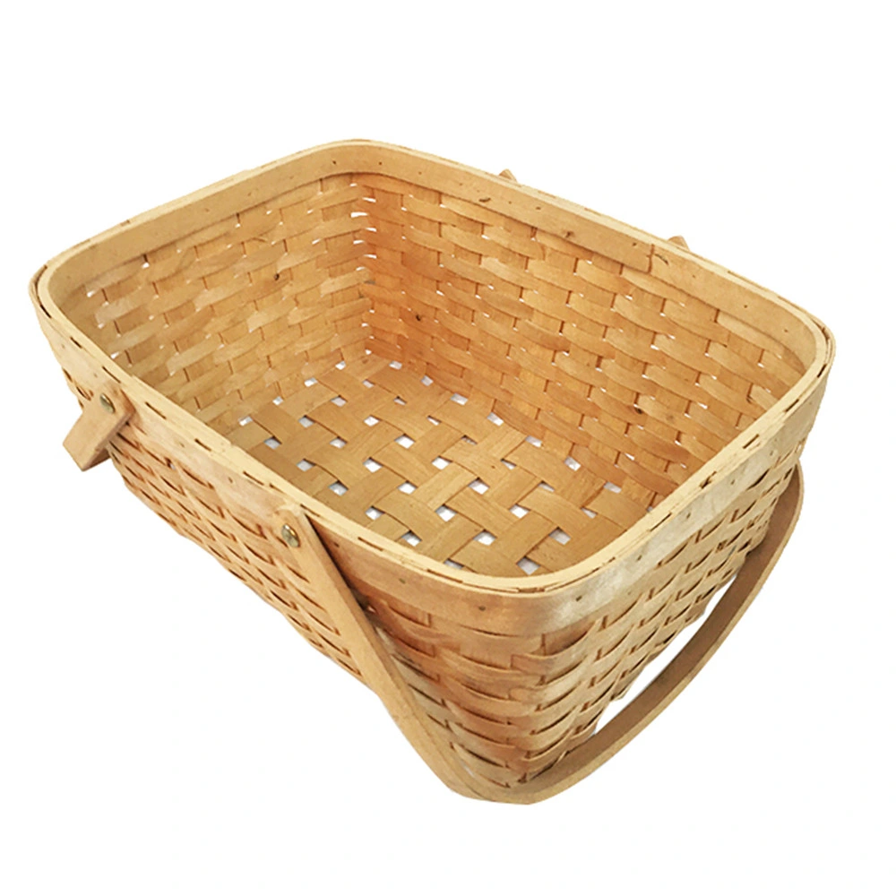 Natural Wood Weaving Woven Storage Wooden Fruit Basket