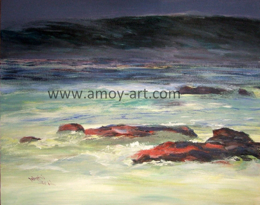 Handmade Seascape Canvas Oil Painting for Wall Decor