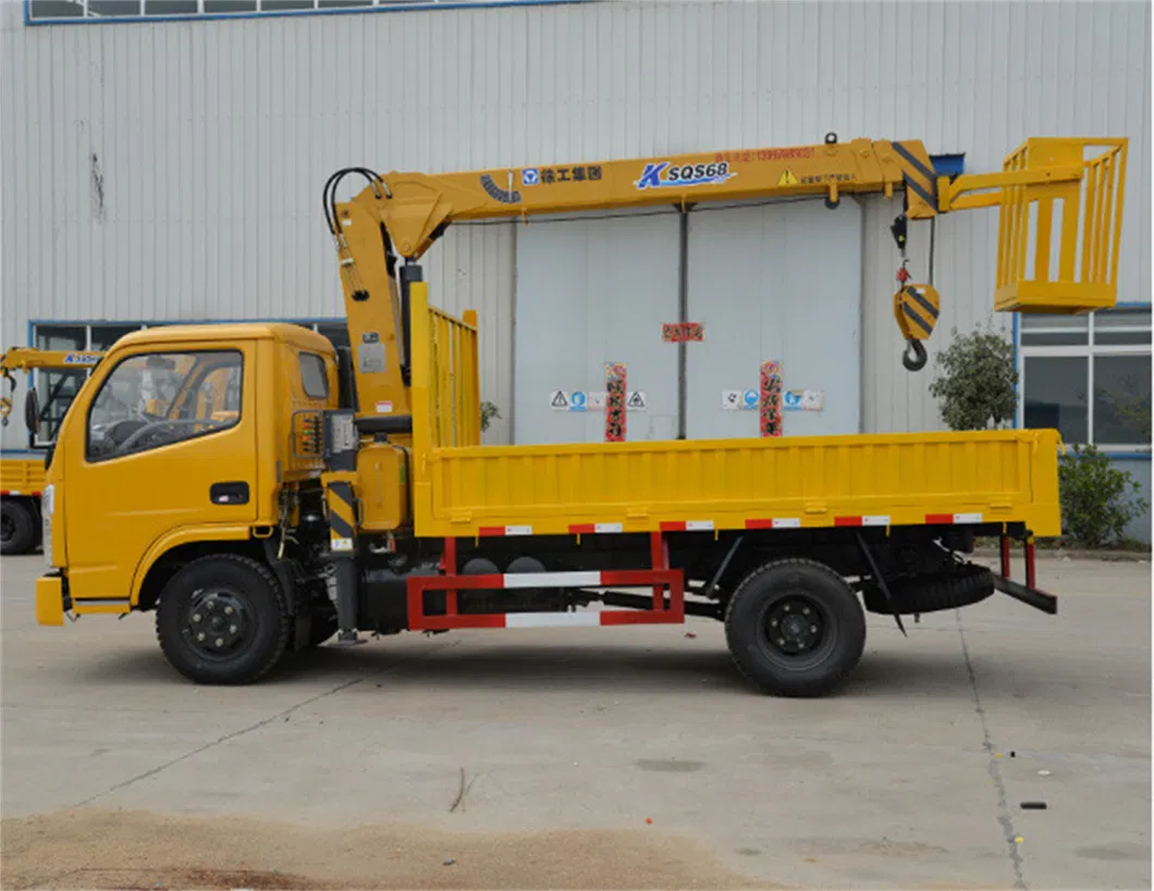 4X2dongfeng 2t Straight Arm Truck Mounted Lifting Transport Truck with Hanging Basket