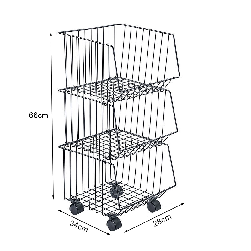 Stackable 3 Tiers Storage Rack Kitchen Trolley Carts 360 Rotating Fruit Vegetable Basket Storage Organizer Floor Standing 5%off