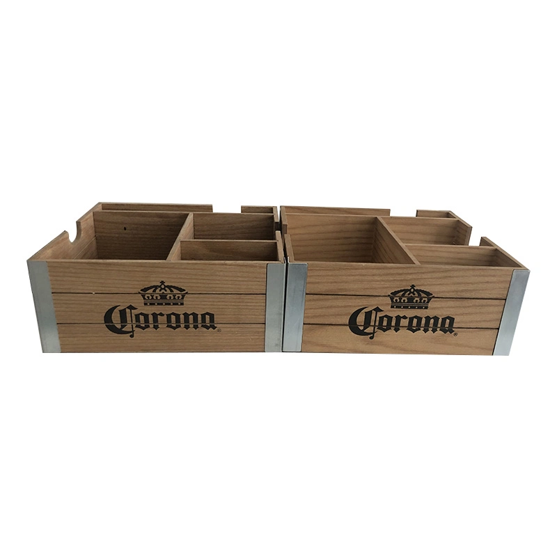 Rustic Wooden Napkin Holder with Metal Corner High Quality Corona Bar Caddy