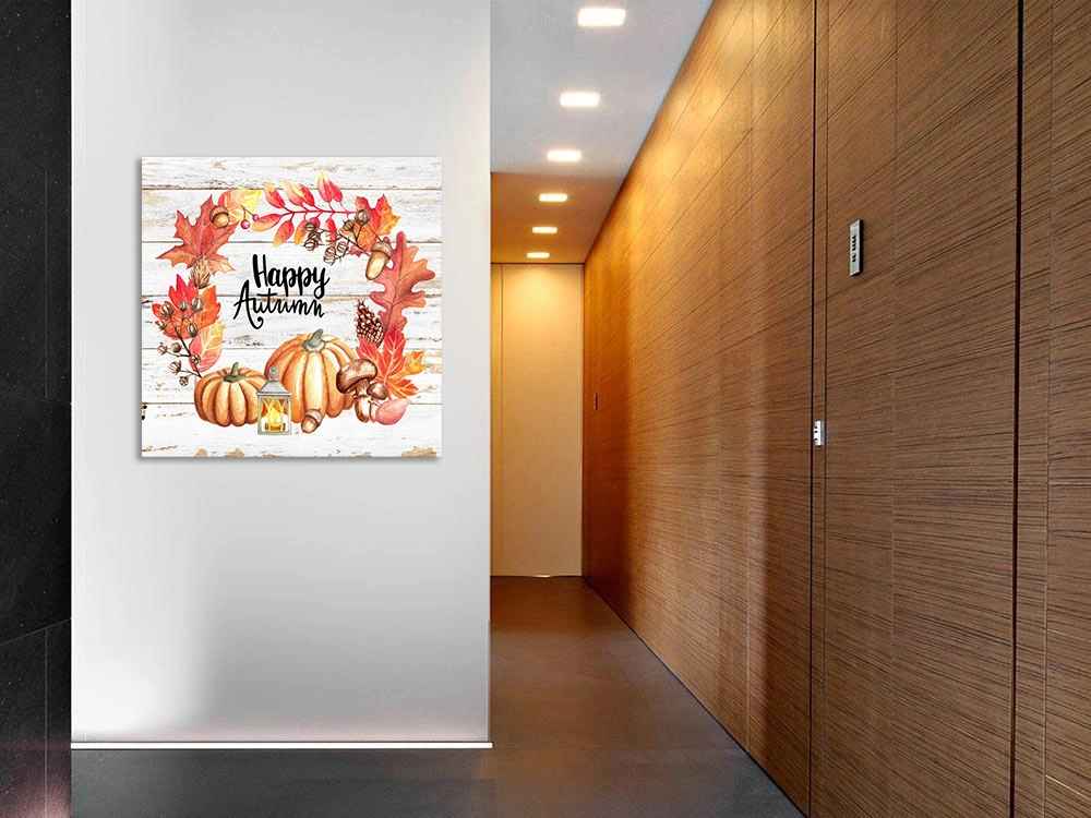 Autumn Pumpkins LED Canvas Wall Art for Candle Wall Painting Backdropharvest Sunflowers Maple Background Children