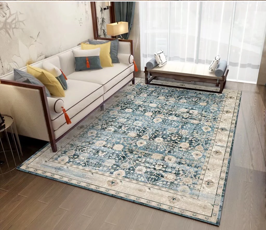 China OEM Manufacture Custom Machine Washable 3D Printed New Design Polyester Luxury Vintage Persian Living Room Center Area Rug Floor Mat Big Carpets