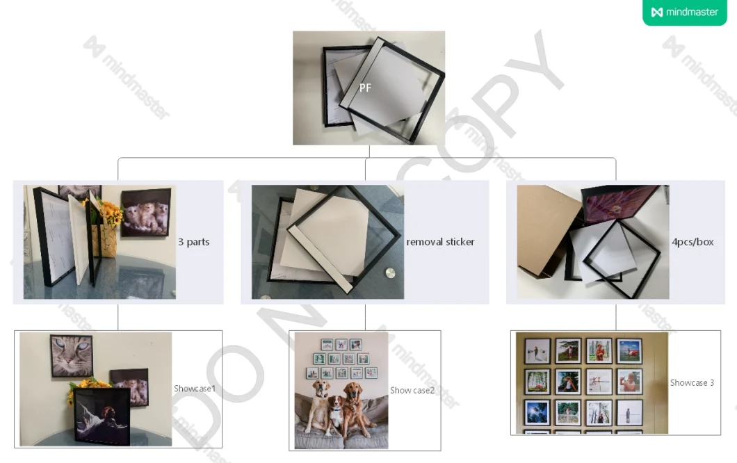 No Nails 8X8inch Stickable Photo Tiles ABS Plastic Photo Frame