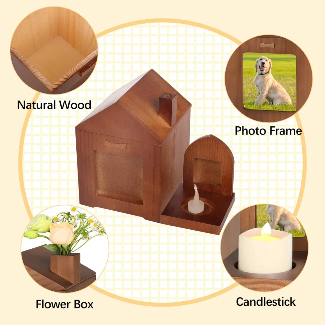 Et Memorials Urns for Dogs Cats Ashes with Photo Frame Pet Cremation Urns Custom Natural Wooden Pet Urns