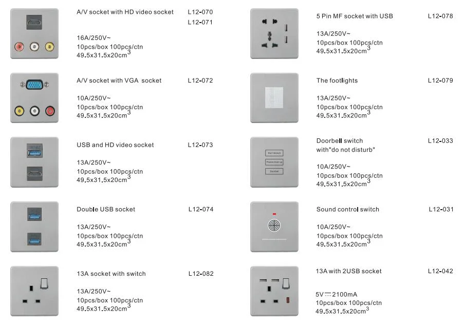 Colourful Switch Socket Wall Electrical Series Hotel