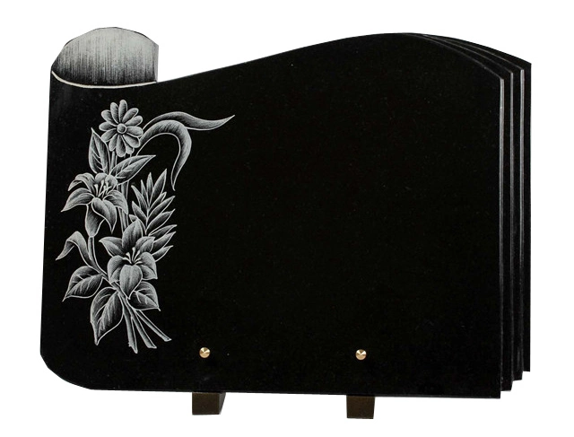 Shanxi Black Granite Flowers Engraved Plaques